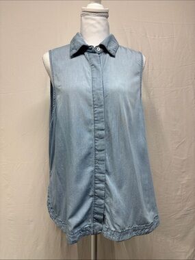 Highway Jeans Light Blue Sleeveless Button-Front Chambray Top